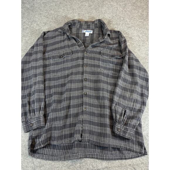 Utility Striped Flannel Button Up Shirt Mens XL Black Preppy Classic Pockets - Picture 1 of 4